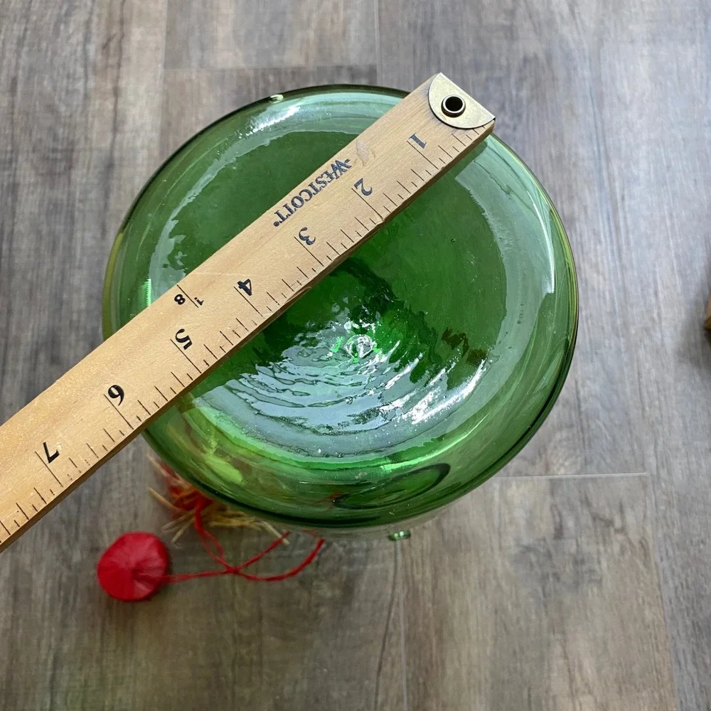 Vintage Old World Italian Green Glass Wine Decanter with Ice Chamber Italy 1977